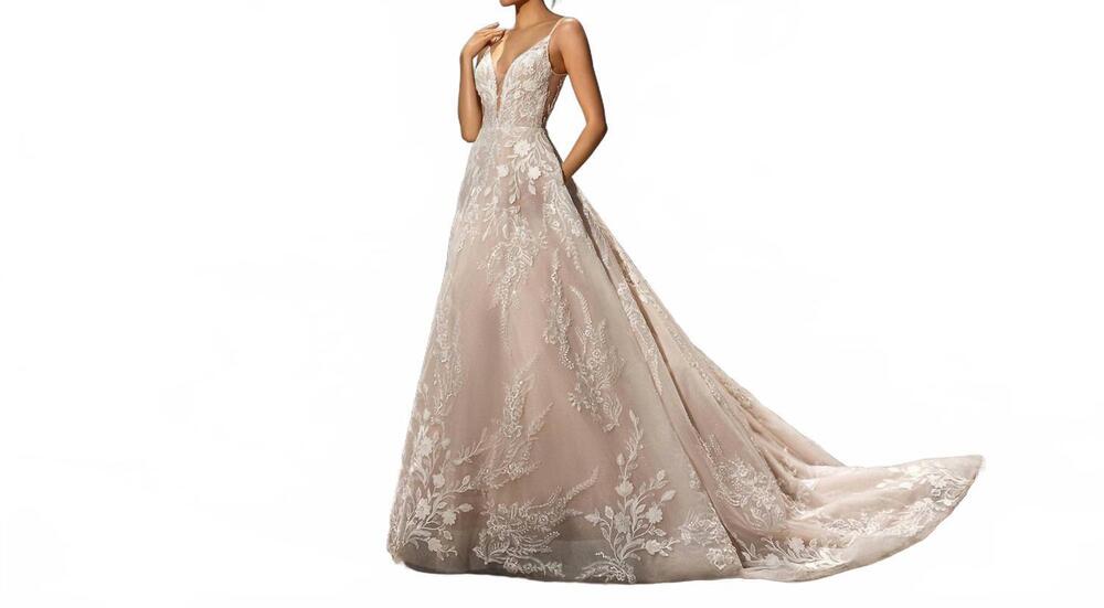 NEW KITTY CHEN COUTURE kat wedding dress in ivory/khaki/toffee